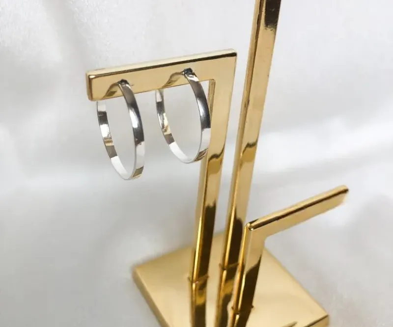 ARGOLA LISA 2,3cm FECHO DE ENCAIXE PRATA