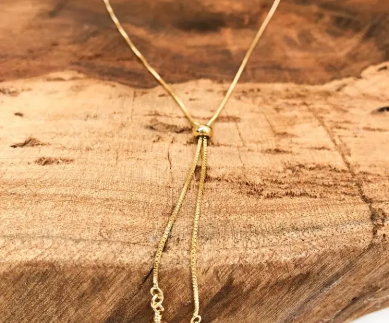 COLAR GRAVATINHA 65cm COM DUAS PÉROLAS