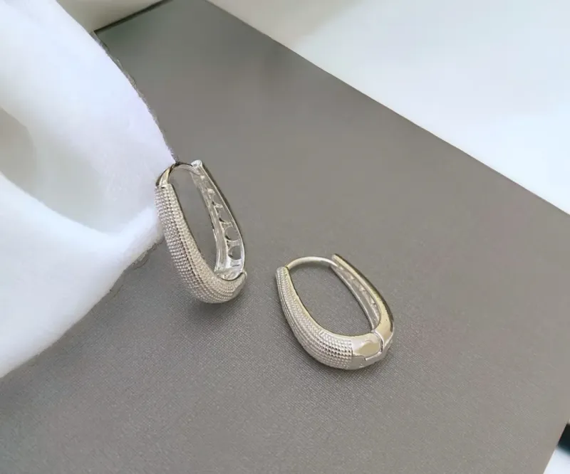 ARGOLA ARTICULADA OVAL COM TEXTURA FRONTAL 2cm PRATA