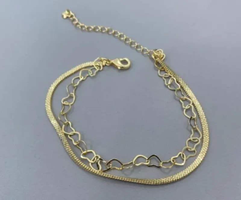 PULSEIRA DUPLA CORAÇÕES ENTRELAÇADOS E MALHA