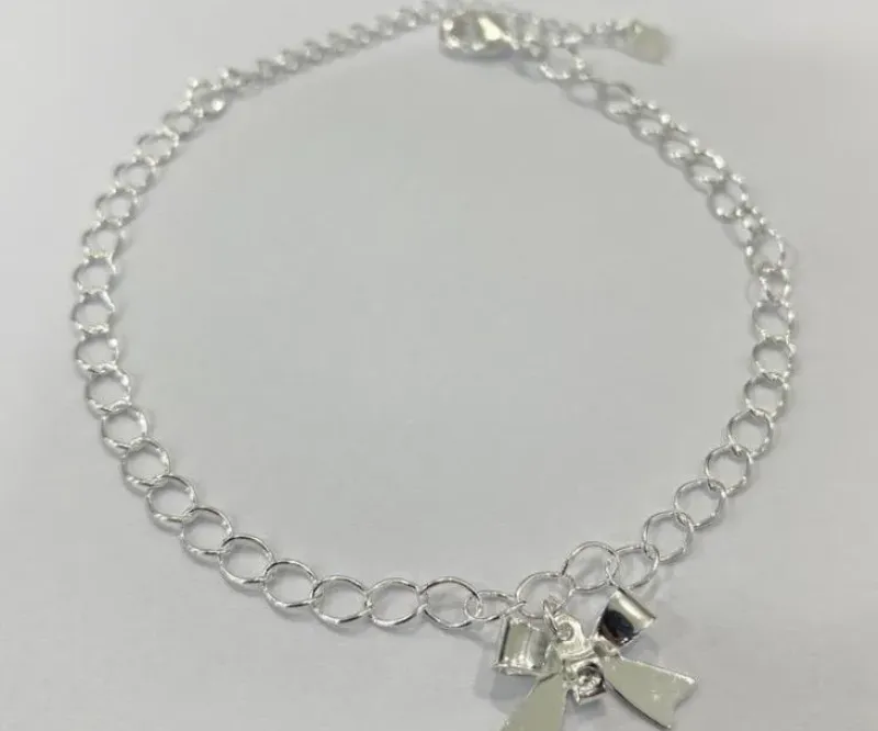 PULSEIRA LAÇO COM CORRENTE ELO PORTUGUÊS PRATA