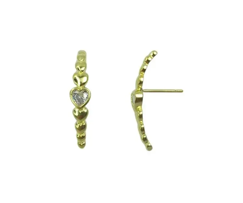 BRINCO CURVO COM CORAÇÕES E ZIRCÔNIA CRISTAL