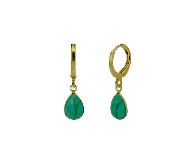 BRINCO DE ARGOLINHA FORTUNATO COM GOTA QUARTZO TURQUESA