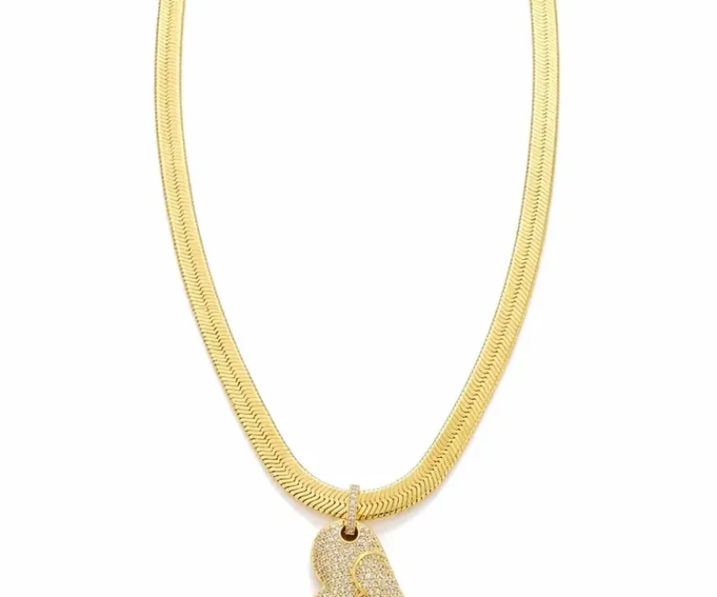 CHOKER MALHA FITA C/ CORAÇÃO TODO CRAVEJADO