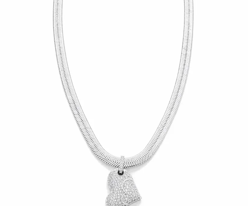 CHOKER MALHA FITA COM CORAÇÃO TODO CRAVEJADO