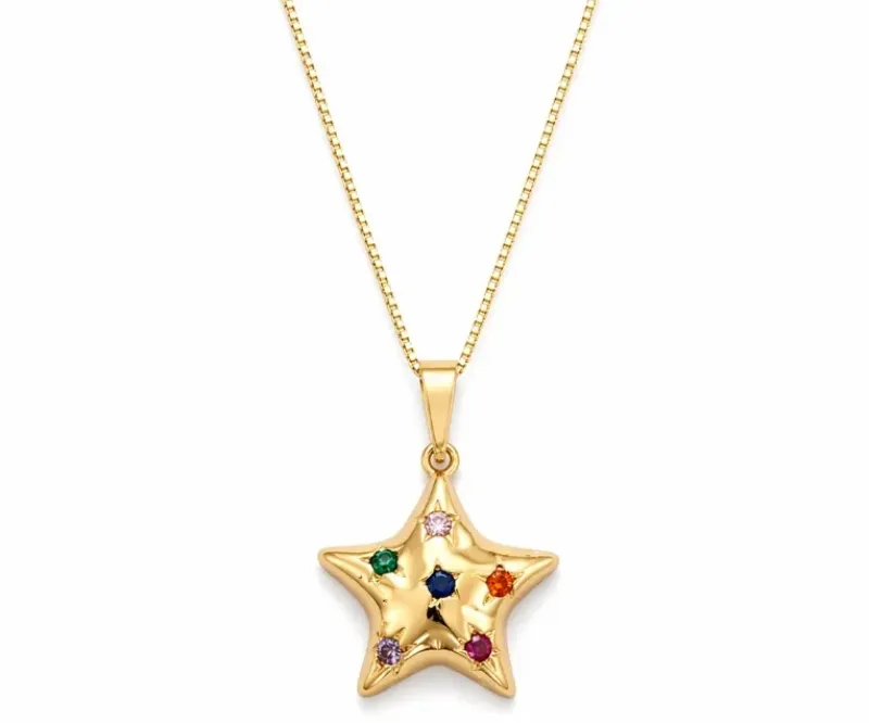COLAR ESTRELA COM ZIRCÔNIAS COLORIDAS