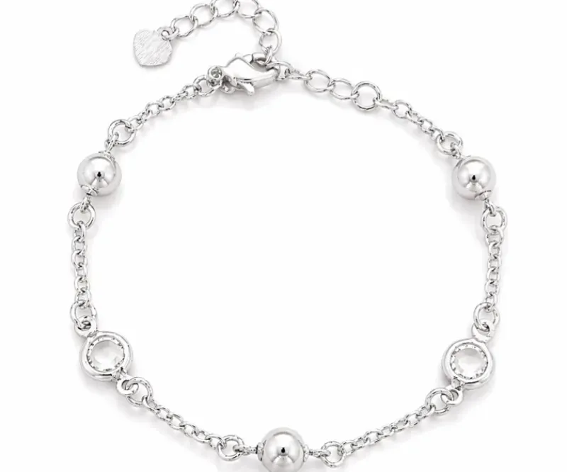 PULSEIRA COM TRÊS ESFERAS E DUAS PEDRAS CRISTAIS