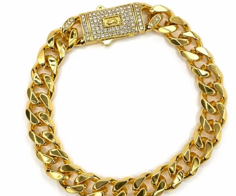 PULSEIRA LUXO ELOS GRUMET COM FECHO GAVETA CRAVEJADO