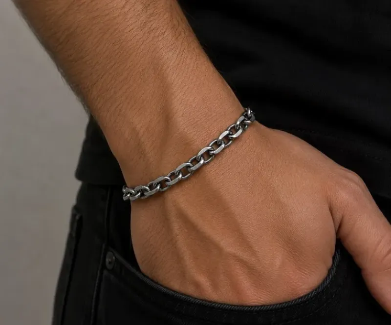 PULSEIRA MASCULINA ELO CADEADO ROBUSTO