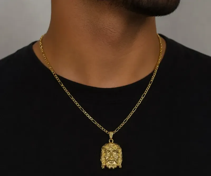 CORRENTE MASCULINA COM PG ROSTO DE CRISTO