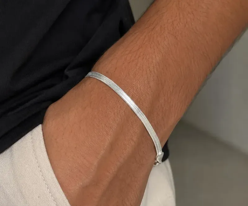 PULSEIRA MASCULINA MALHA FITA 6 MM COM FECHO GAVETA PRATA